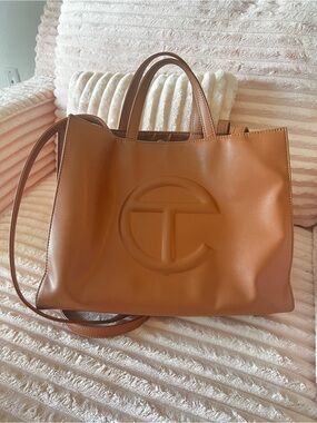 Telfar Tan/Camel Leather Medium Shopping Tote Bag ✨
